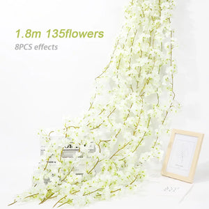 Pink Sakura Artificial Flowers Garland Cherry Blossoms Vines Garden Arch Decor Fake Flower Garland Wedding Party Home Decoration