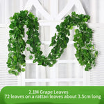 Charger l&#39;image dans la galerie, 2.1M Green Ivy Leaf Hanging Vine Artificial Garland Silk Wall Plant Home Garden Decoration Wedding Party DIY Fake Wreath Leaves
