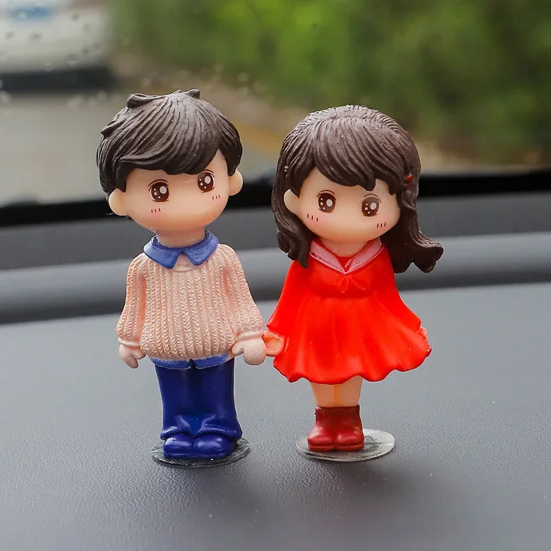 Car Accessories Cute Cartoon Love Couples Action Figure Figurines Balloon Ornament Auto Interior Dashboard for Girls Gifts Drop