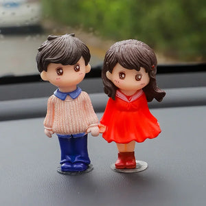 Car Accessories Cute Cartoon Love Couples Action Figure Figurines Balloon Ornament Auto Interior Dashboard for Girls Gifts Drop
