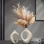 Charger l&#39;image dans la galerie, Hollow Nordic Modern Ceramic Vase Set of 2 for Modern Home Decor,Modern Boho Hollow Flower Vases for Living Room Bookshelf
