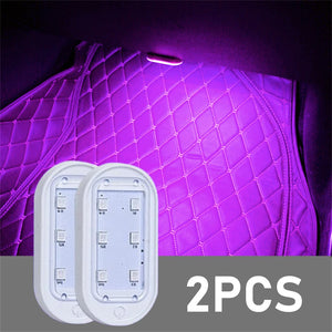 2PCS Wireless Adhesive LED Light Auto Roof Foot Atmosphere Lamp Car Interior LED Lighting Magnetic Touch Light