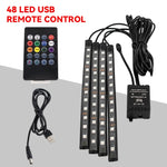 Charger l&#39;image dans la galerie, Neon 36 48 72 LED Car Interior Ambient Foot Light with USB Wireless Remote Music APP Control Auto RGB Atmosphere Decorative Lamp
