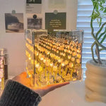 Charger l&#39;image dans la galerie, NEW Creative Diy Tulip Flower Sea Cube Three-Dimensional Small Night Lamp Material Package for Girlfriend Couple Girlfriend Gift
