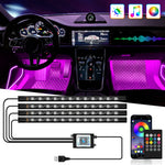 Charger l&#39;image dans la galerie, Neon 36 48 72 LED Car Interior Ambient Foot Light with USB Wireless Remote Music APP Control Auto RGB Atmosphere Decorative Lamp
