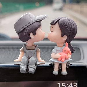 Car Accessories Cute Cartoon Love Couples Action Figure Figurines Balloon Ornament Auto Interior Dashboard for Girls Gifts Drop