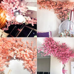 Charger l&#39;image dans la galerie, Pink Sakura Artificial Flowers Garland Cherry Blossoms Vines Garden Arch Decor Fake Flower Garland Wedding Party Home Decoration
