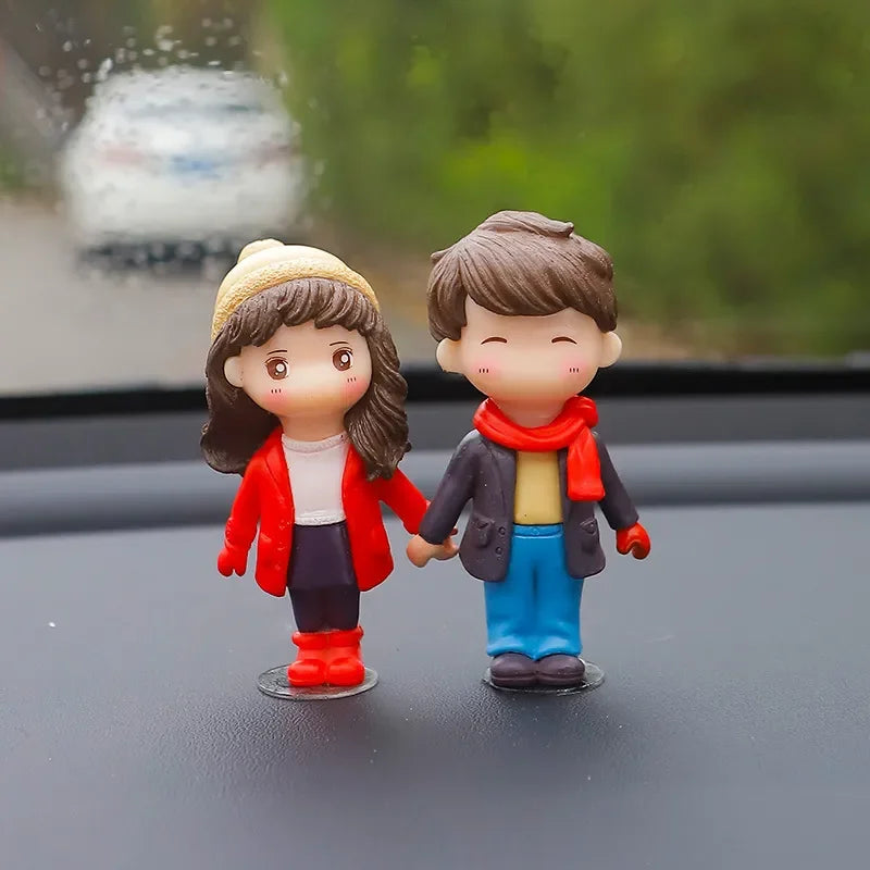 Car Accessories Cute Cartoon Love Couples Action Figure Figurines Balloon Ornament Auto Interior Dashboard for Girls Gifts Drop