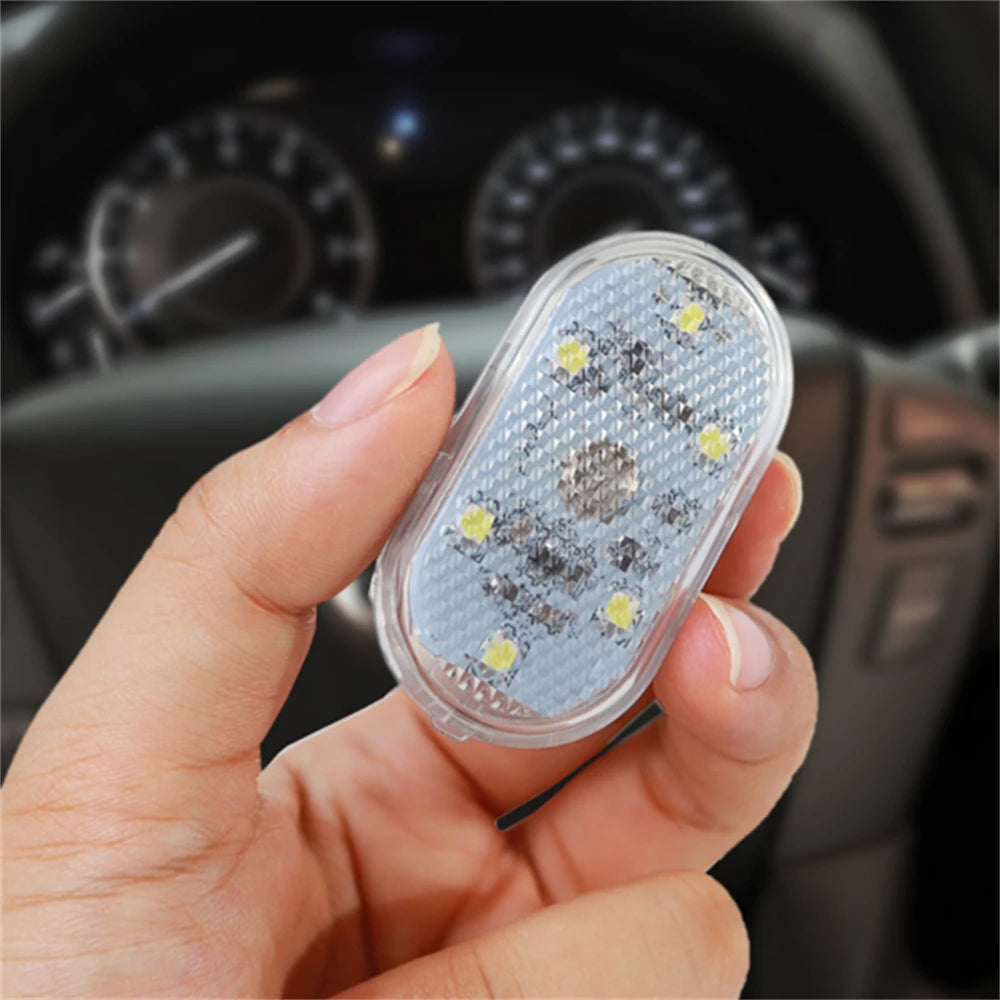 2PCS Wireless Adhesive LED Light Auto Roof Foot Atmosphere Lamp Car Interior LED Lighting Magnetic Touch Light