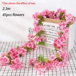 Charger l&#39;image dans la galerie, Pink Sakura Artificial Flowers Garland Cherry Blossoms Vines Garden Arch Decor Fake Flower Garland Wedding Party Home Decoration
