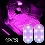 Charger l&#39;image dans la galerie, 2PCS Wireless Adhesive LED Light Auto Roof Foot Atmosphere Lamp Car Interior LED Lighting Magnetic Touch Light
