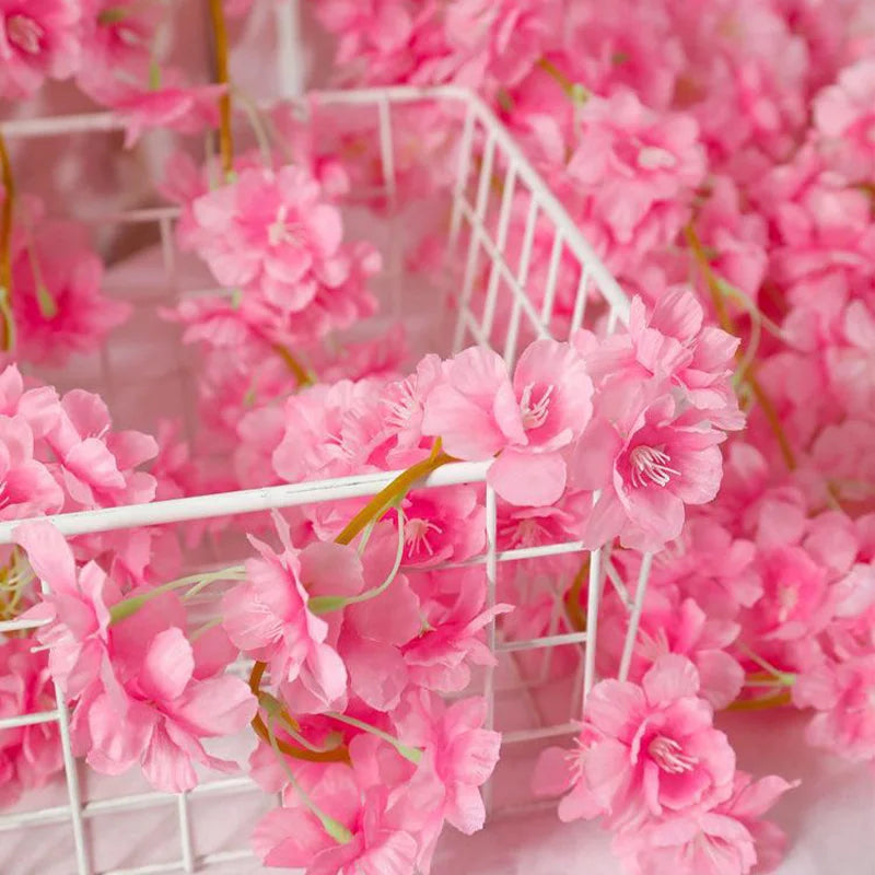 Pink Sakura Artificial Flowers Garland Cherry Blossoms Vines Garden Arch Decor Fake Flower Garland Wedding Party Home Decoration