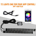 Charger l&#39;image dans la galerie, Neon 36 48 72 LED Car Interior Ambient Foot Light with USB Wireless Remote Music APP Control Auto RGB Atmosphere Decorative Lamp

