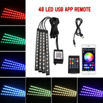 Charger l&#39;image dans la galerie, Neon 36 48 72 LED Car Interior Ambient Foot Light with USB Wireless Remote Music APP Control Auto RGB Atmosphere Decorative Lamp
