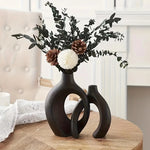 Charger l&#39;image dans la galerie, Hollow Nordic Modern Ceramic Vase Set of 2 for Modern Home Decor,Modern Boho Hollow Flower Vases for Living Room Bookshelf
