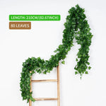 Charger l&#39;image dans la galerie, 2.1M Green Ivy Leaf Hanging Vine Artificial Garland Silk Wall Plant Home Garden Decoration Wedding Party DIY Fake Wreath Leaves
