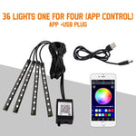 Charger l&#39;image dans la galerie, Neon 36 48 72 LED Car Interior Ambient Foot Light with USB Wireless Remote Music APP Control Auto RGB Atmosphere Decorative Lamp

