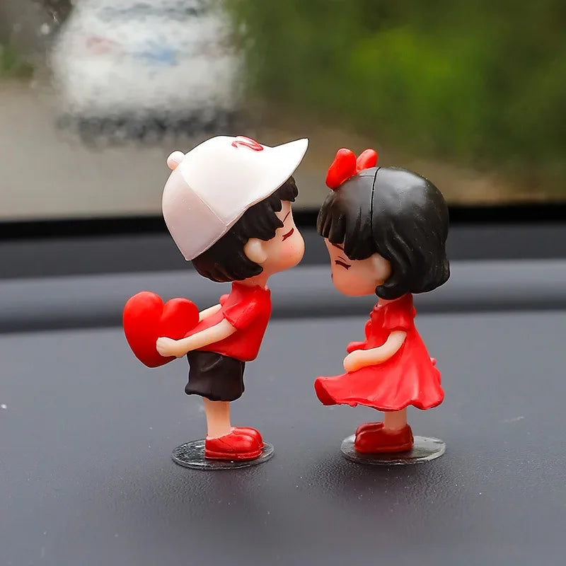 Car Accessories Cute Cartoon Love Couples Action Figure Figurines Balloon Ornament Auto Interior Dashboard for Girls Gifts Drop