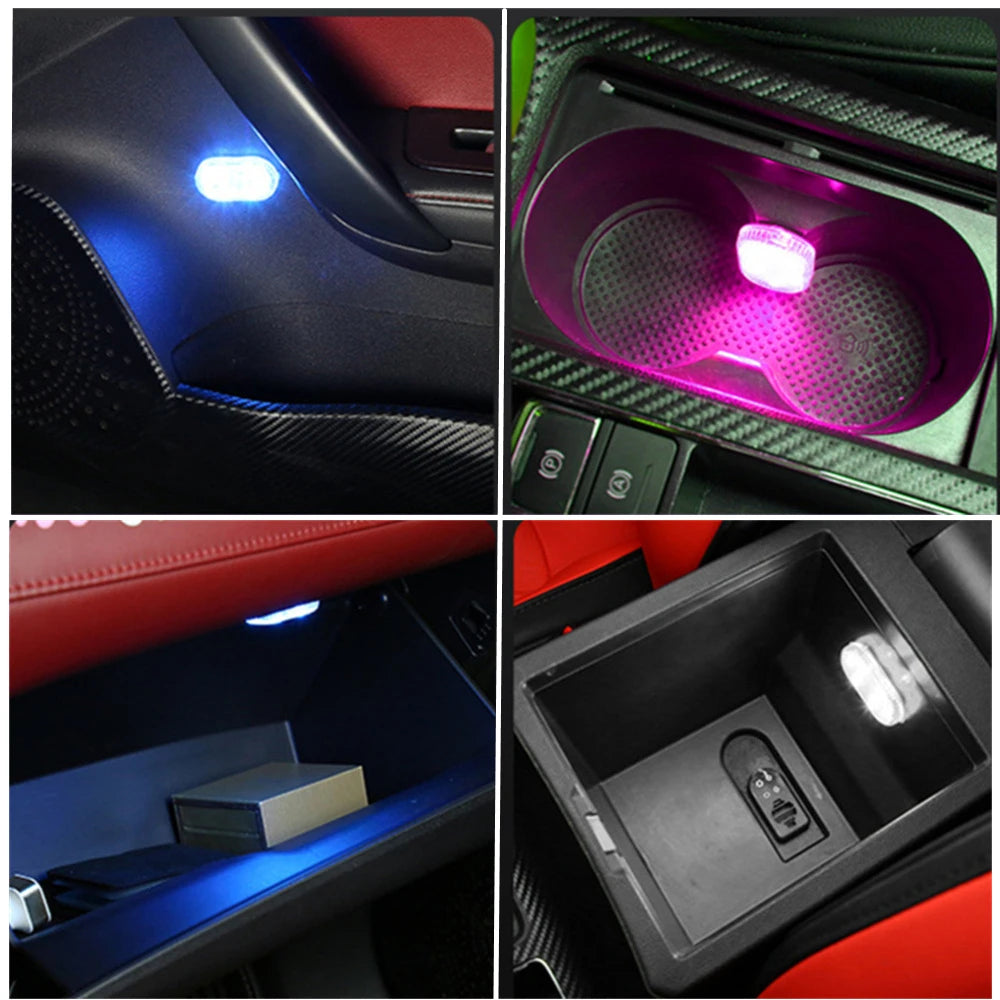 2PCS Wireless Adhesive LED Light Auto Roof Foot Atmosphere Lamp Car Interior LED Lighting Magnetic Touch Light