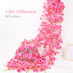 Charger l&#39;image dans la galerie, Pink Sakura Artificial Flowers Garland Cherry Blossoms Vines Garden Arch Decor Fake Flower Garland Wedding Party Home Decoration
