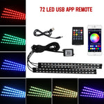 Charger l&#39;image dans la galerie, Neon 36 48 72 LED Car Interior Ambient Foot Light with USB Wireless Remote Music APP Control Auto RGB Atmosphere Decorative Lamp
